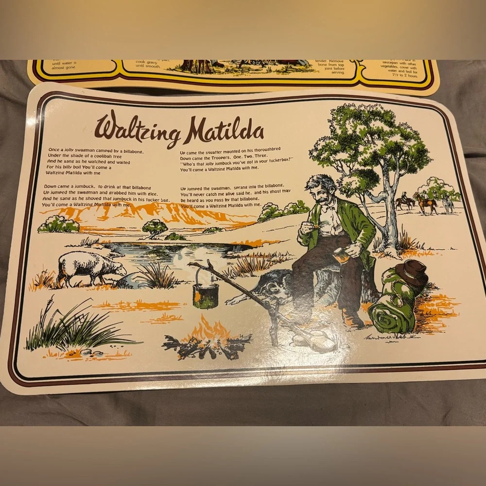Vintage Australian Vinyl Placemats Set Of 2